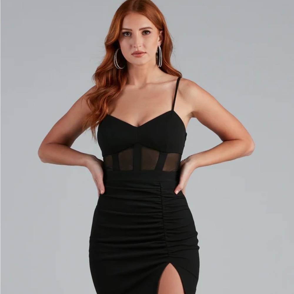 black corset mesh dress